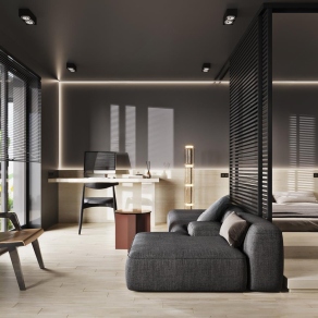 现代高级灰单身公寓3D模型下载